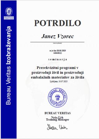 Vzorec potrdila Prerekvizitni programi