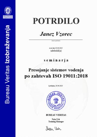 Vzorec potrdila ISO19011