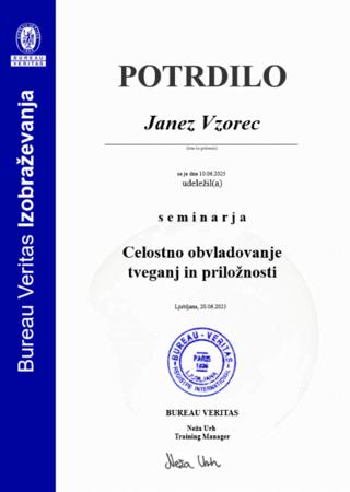 Vzorčno potrdilo Obvladovanje tveganj in priložnosti