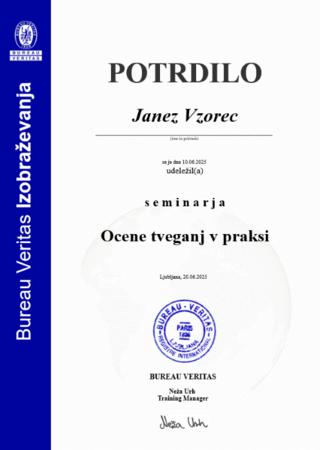 Vzorec potrdila Ocene tveganj v praksi
