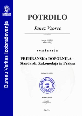 Vzorcno potrdilo Prehranska dopolnila