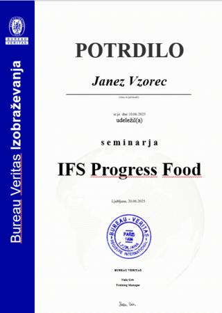 Potrdilo o IFS Progress