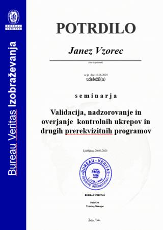 Validacija, nadzorovanje, overjanje