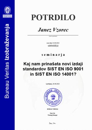 Novi ISO 9001 in 14001